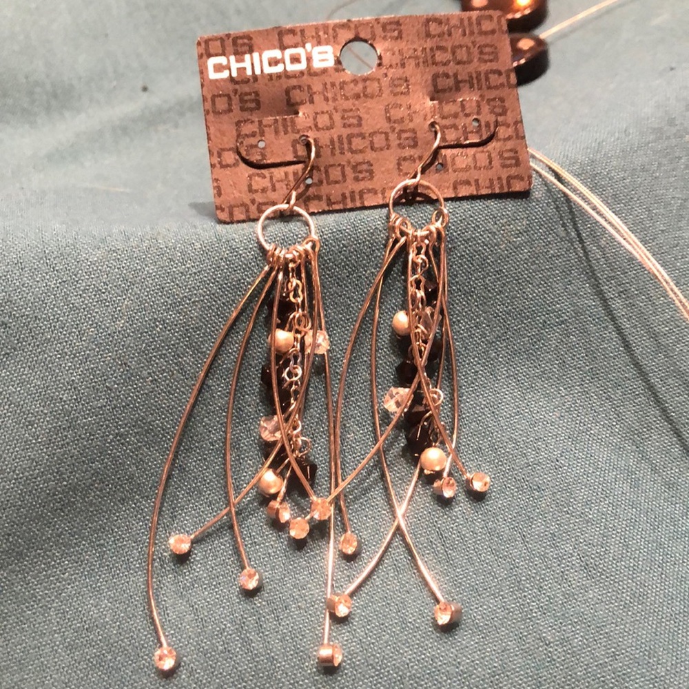 Beautiful Jet and pearl and rhinestone dangle earrings